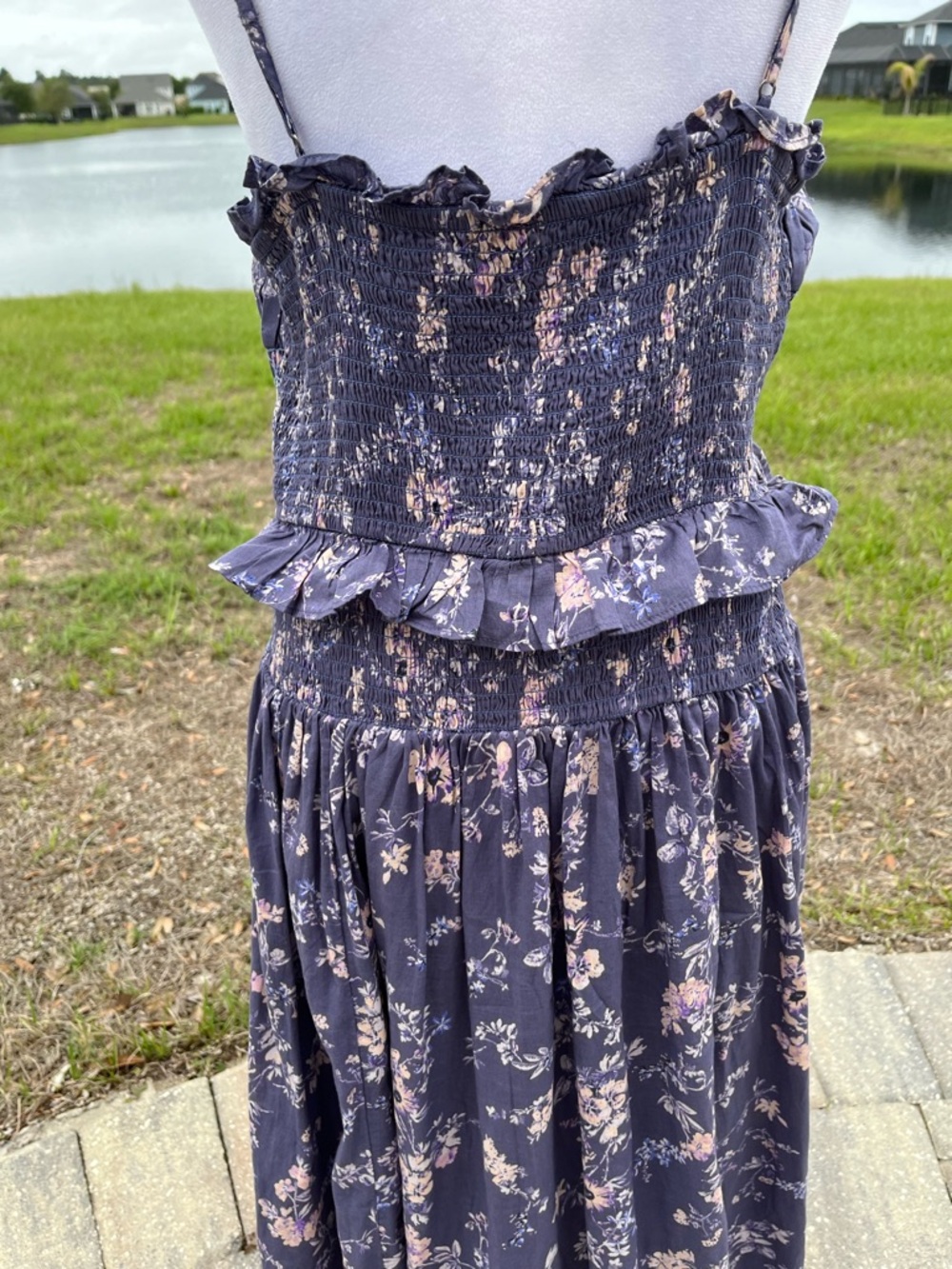 NWOT Anthropologie Floral Smocked Waist Purple Summer Dress Size XL - Picture 9 of 16